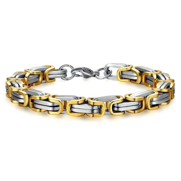 Men’s Gold & Silver Chain Link Bracelet - Picture 1 of 1